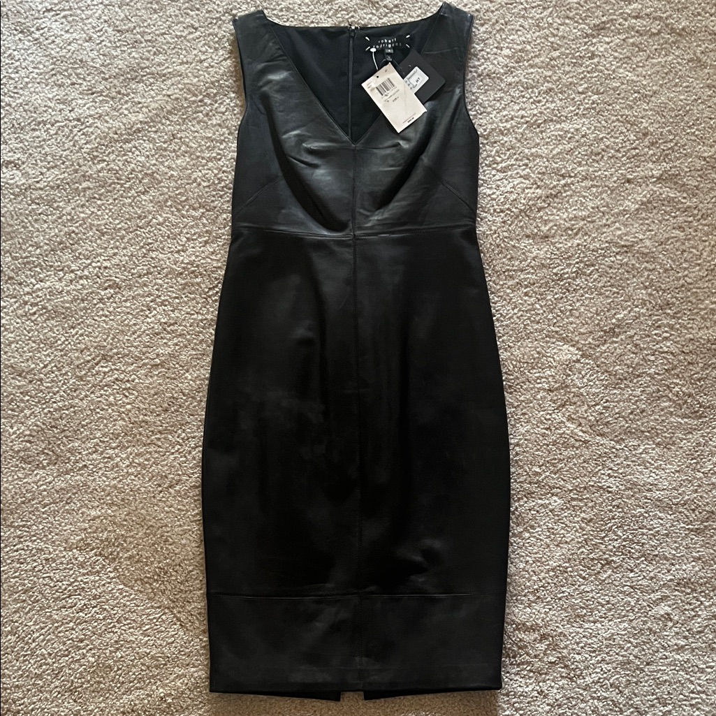 Robert Rodriguez Black 100% Lamb Leather Midi Dress